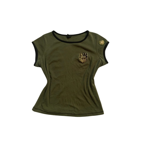 Army green fitted tee/crop top - Picture 1 of 2